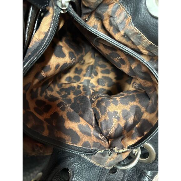 B Makowsky Large Black Bohemian y2k Style Leather Shoulder Hobo Bag Tote Purse - Picture 6 of 10